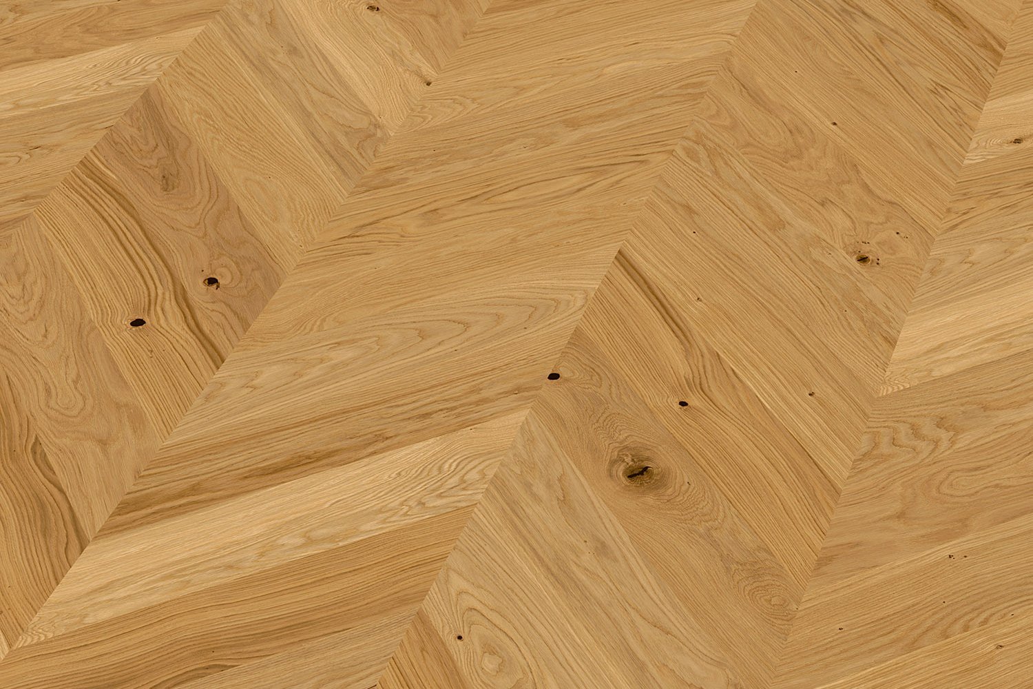 Close-up of French herringbone oak rustic
