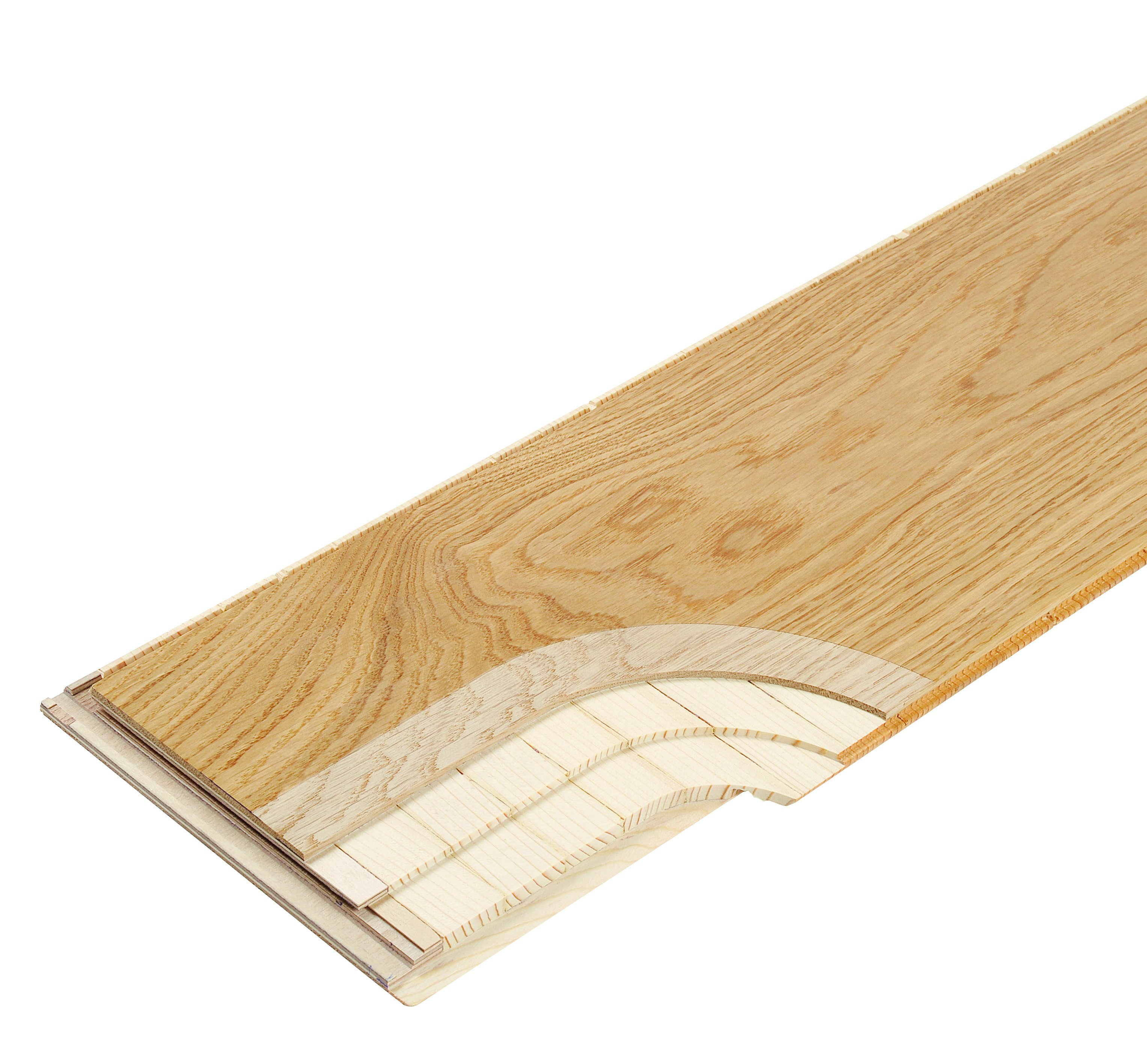 Construction of an oak parquet plank Construction of an oak parquet plank