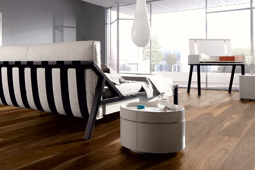 WOODflor NOVOLOC 5G 182 Nuss amerikanisch Natur Natura Parkett Landhausdielen in Nuss amerikanisch im Wohnzimmer