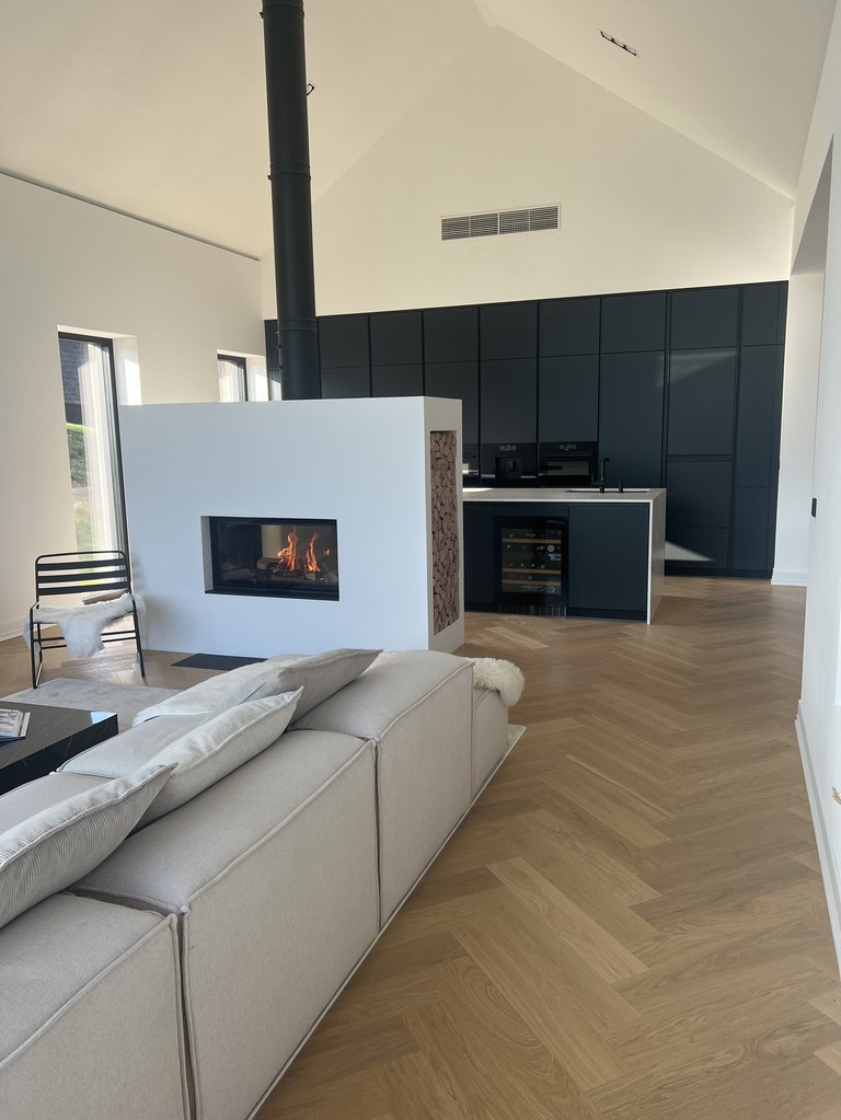 Living room with oak flooring